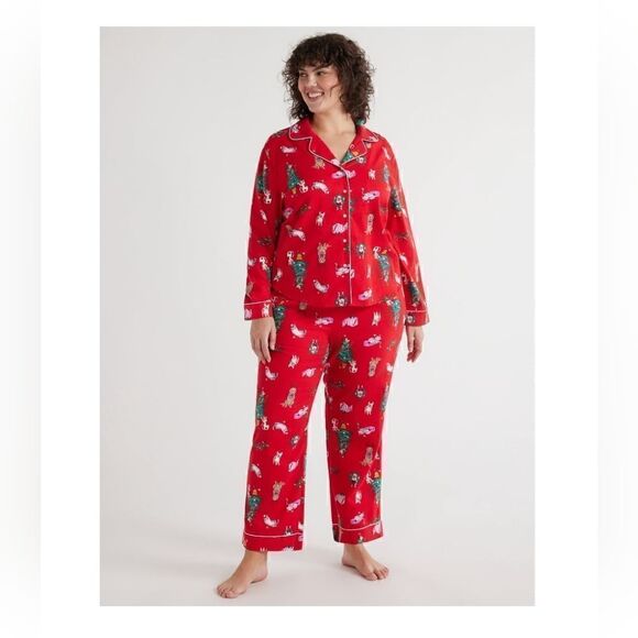 Nwt Joyspun Women's Long Sleeve Christmas Flannel Pajama Set, Size 3XL 22W-24W - Picture 2 of 6